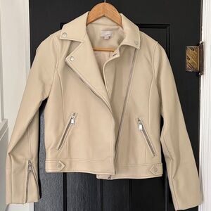 LOFT Women's Beige Leather Jacket